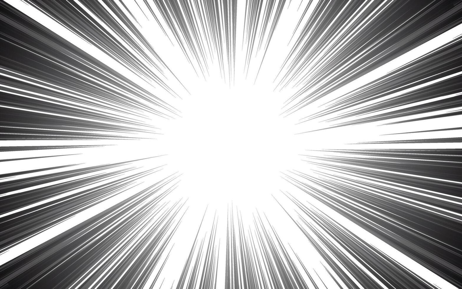 Manga speed line, comic anime radial effect background. motion or movement action for comic book, flash ray burst frame for superhero explosion effect background vector