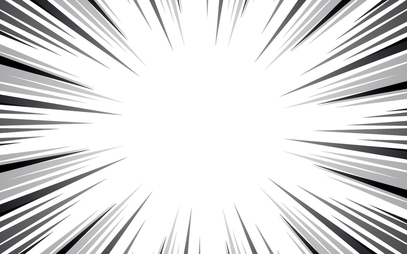 Comic explosion manga background. Abstract monochrome border with radial rays. Isolated anime comic book flash light empty frame. vector