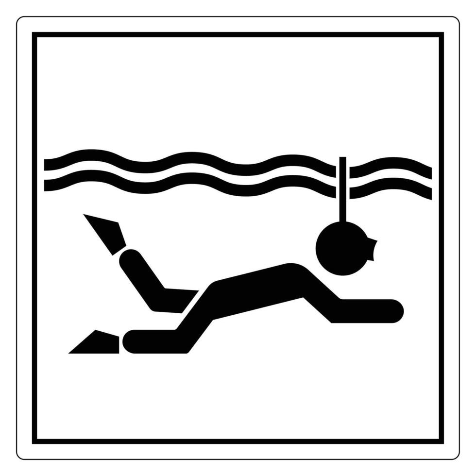 Minimalist Black and White Illustration of a Swimmer Diving Underwater with a Line Above Water Surface vector