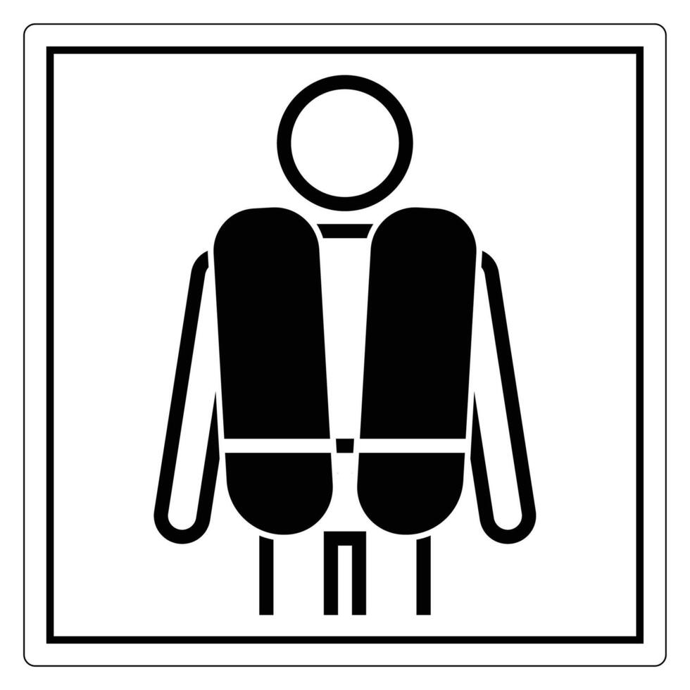 Black and White Symbol of Lifesaver Vest Person for Safety Signage in Public Spaces and Emergency Situations vector