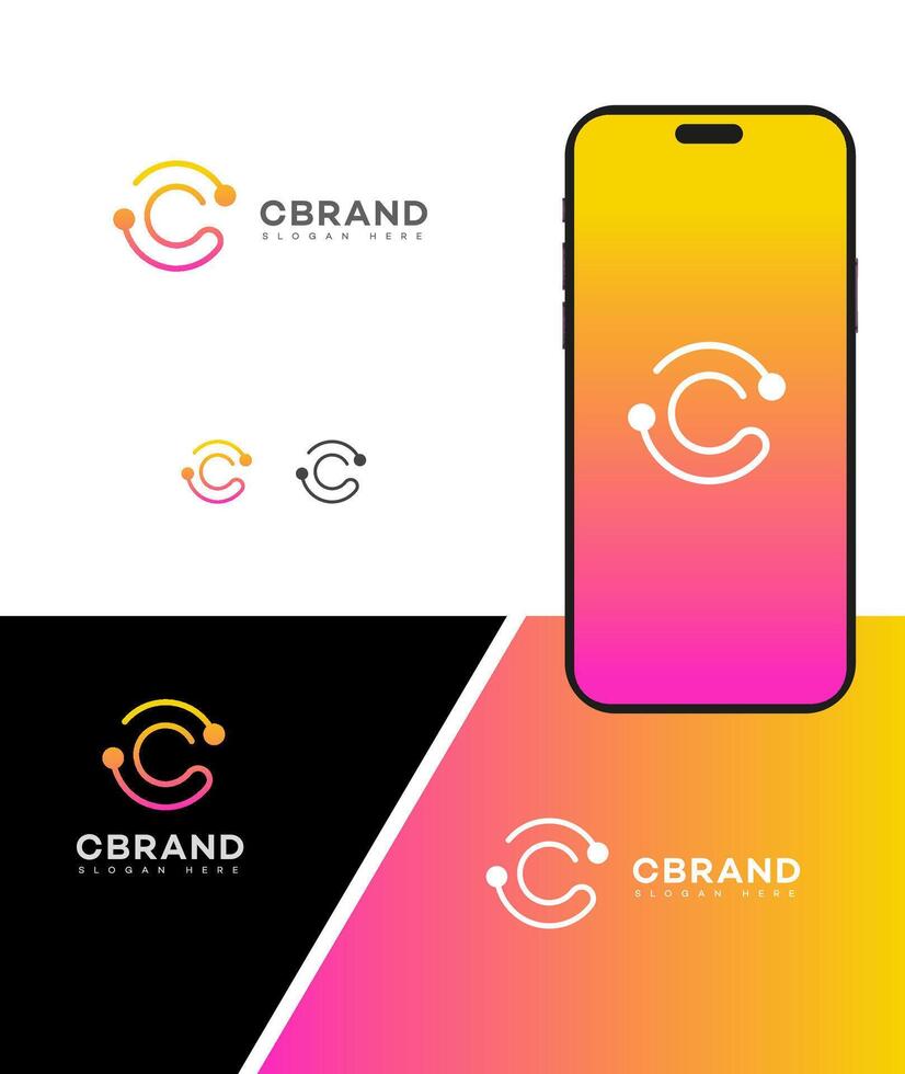 Modern C Brand Logo Design for Mobile App Technology vector