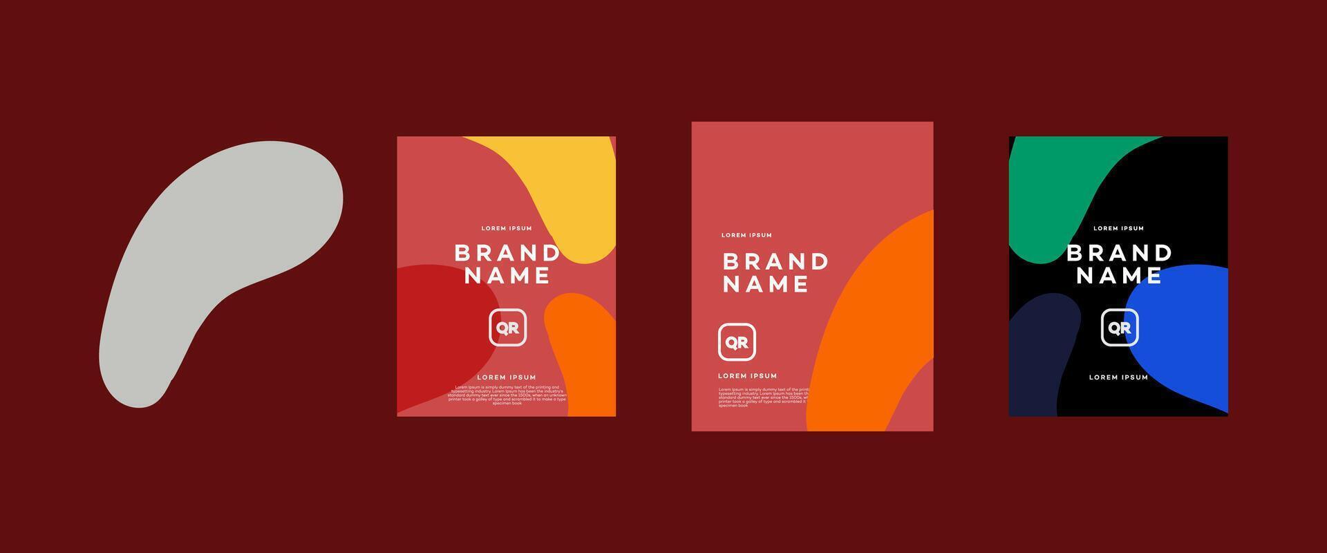 Abstract Brand Identity Templates Colorful Fluid Shapes, QR Codes vector