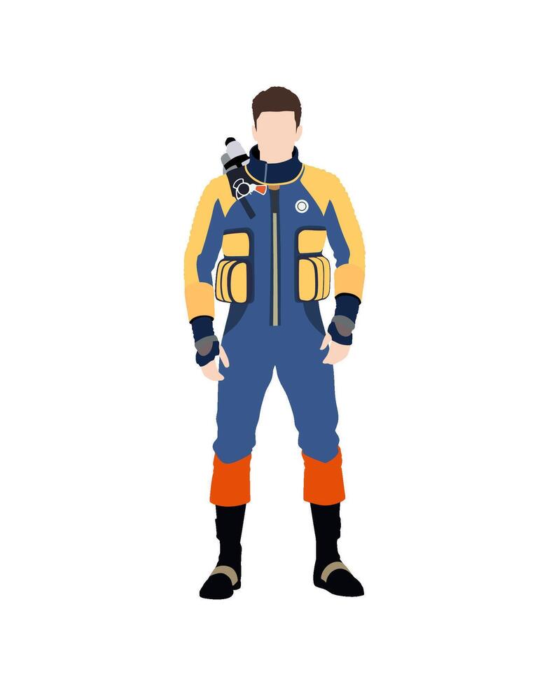 Flat art people and illustration, man with blue and yellow diver agent outfit vector