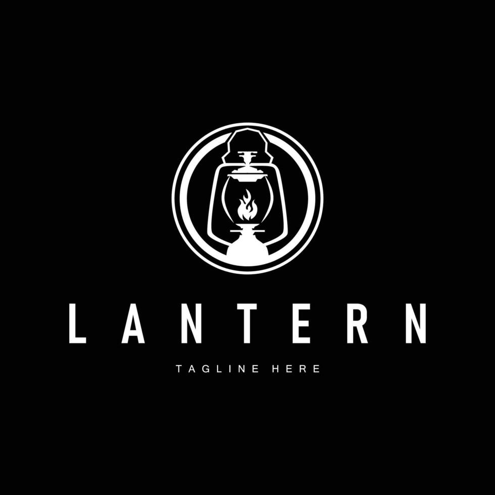 design logo lantern lamp simple minimalist with antique old concept illustration template vector