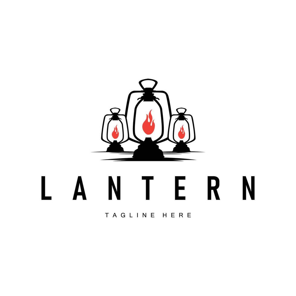 symbol design hand drawn logo lantern lamp simple minimalist with antique old concept illustration template vector