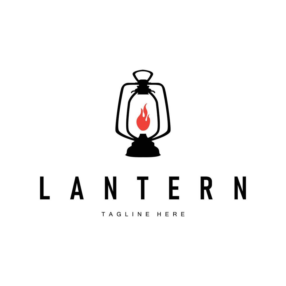 graphic symbol design hand drawn logo lantern lamp simple minimalist with antique old illustration template vector