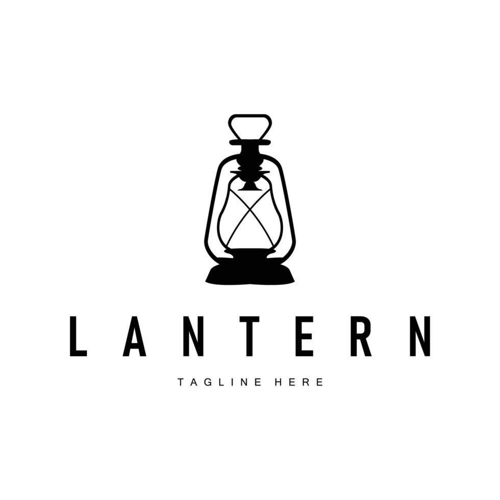 graphic design hand drawn logo lantern lamp simple minimalist with antique old concept illustration template vector
