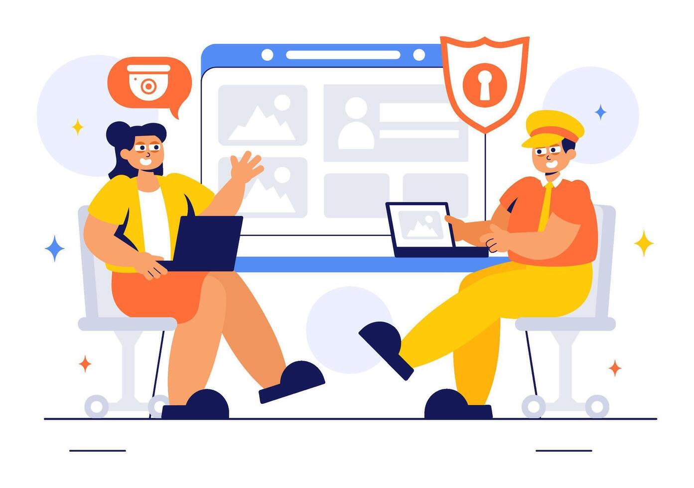 Flat Style of Surveillance Services with Modern Monitoring Technologies vector