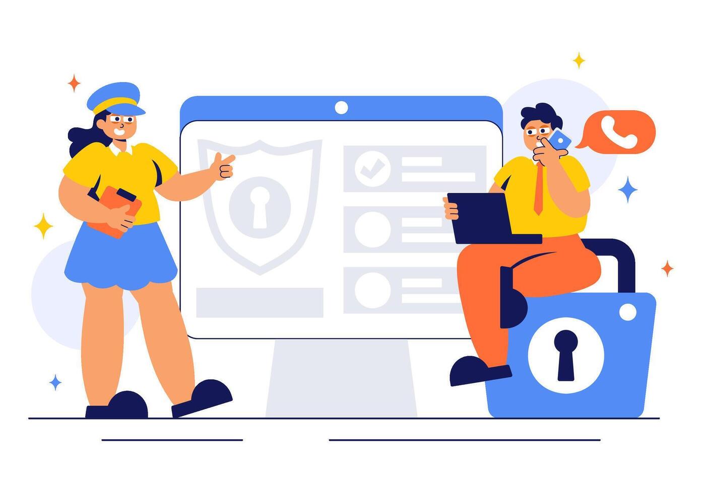 Surveillance Systems and Monitoring Technology in Flat Cartoon Style vector