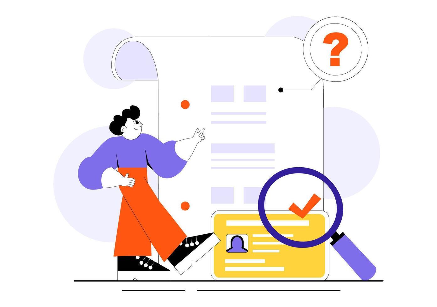 Illustration of Criminal Record Check for Job Applicants with Magnifying Glass vector