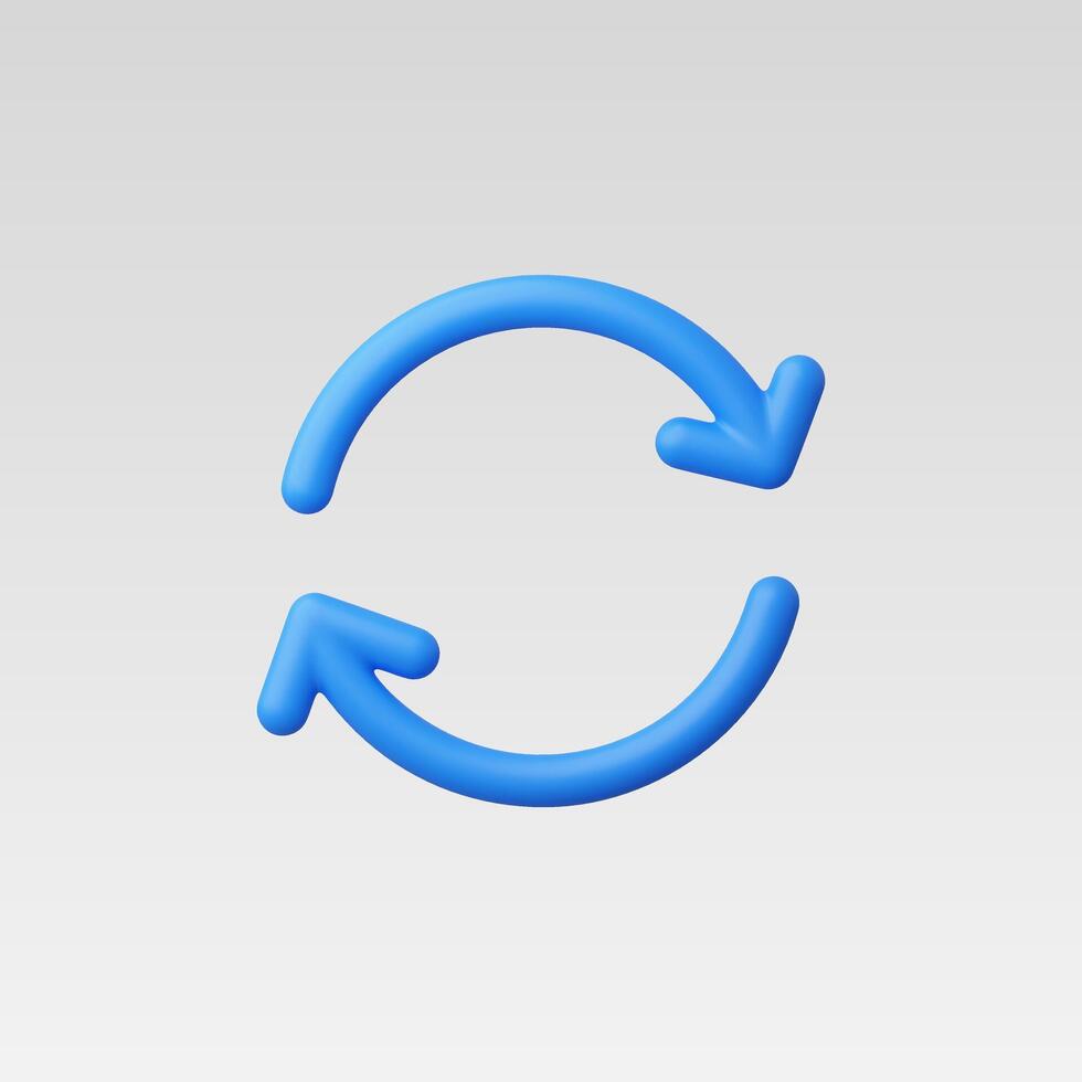 Minimalist blue refresh icon with circular arrows on a light background. vector
