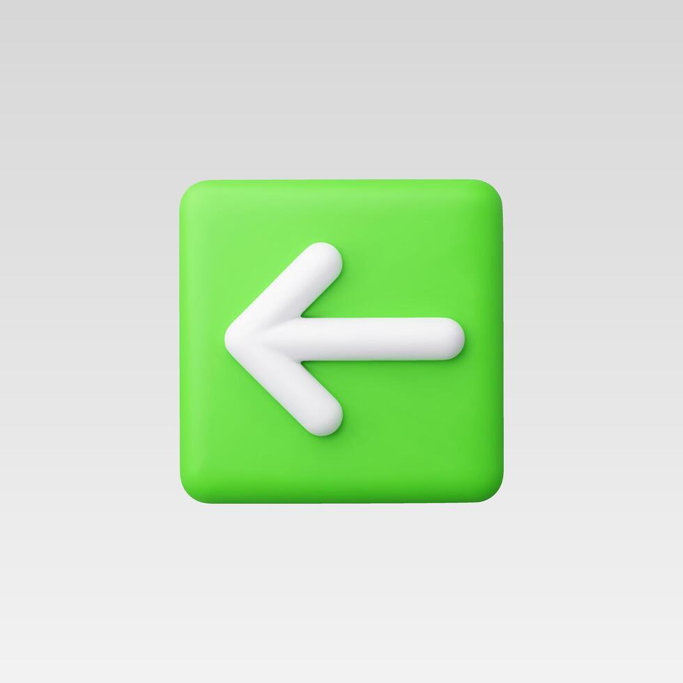 3d Realistic Left Arrow icon vector