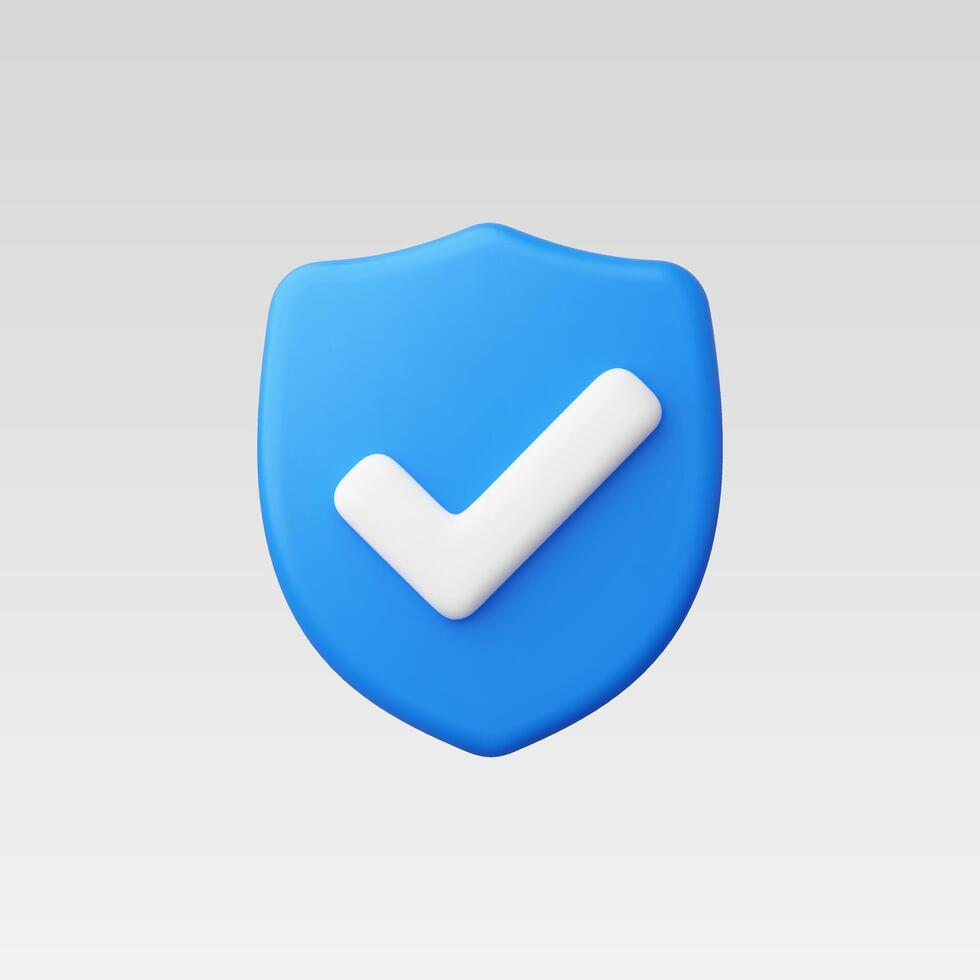 A blue shield icon with a white check mark symbolizing security. vector