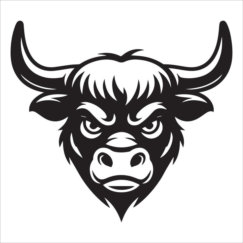 Unimpressed Highland Bull Drawing Design vector