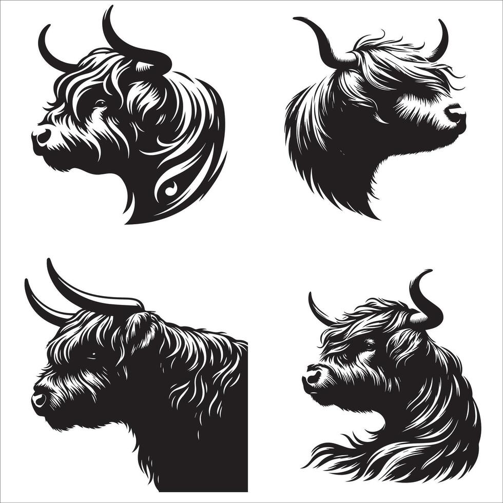 Charming Highland Cow Profile Artwork vector