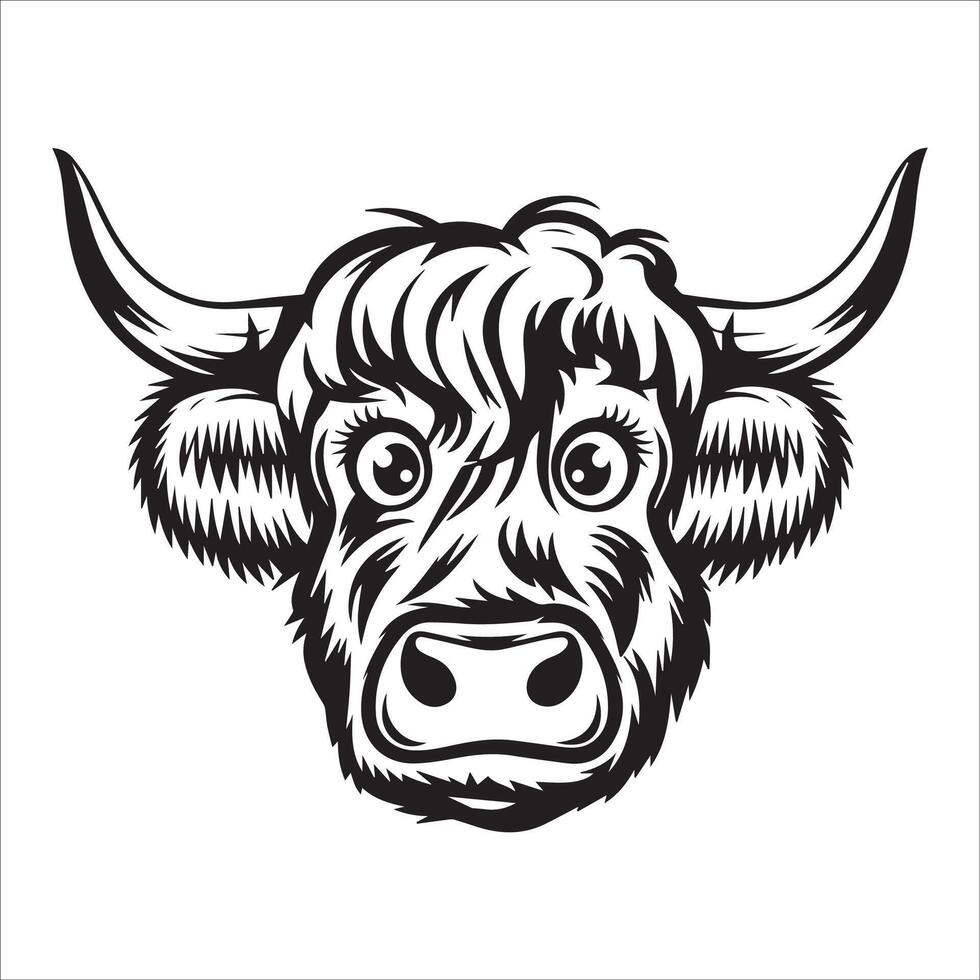 Tender-Eyed Highland Cow Design vector