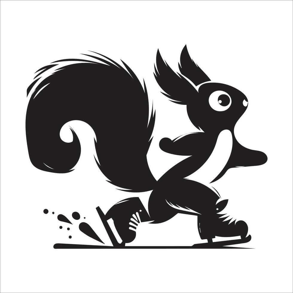 Skating Squirrel Silhouette Design vector