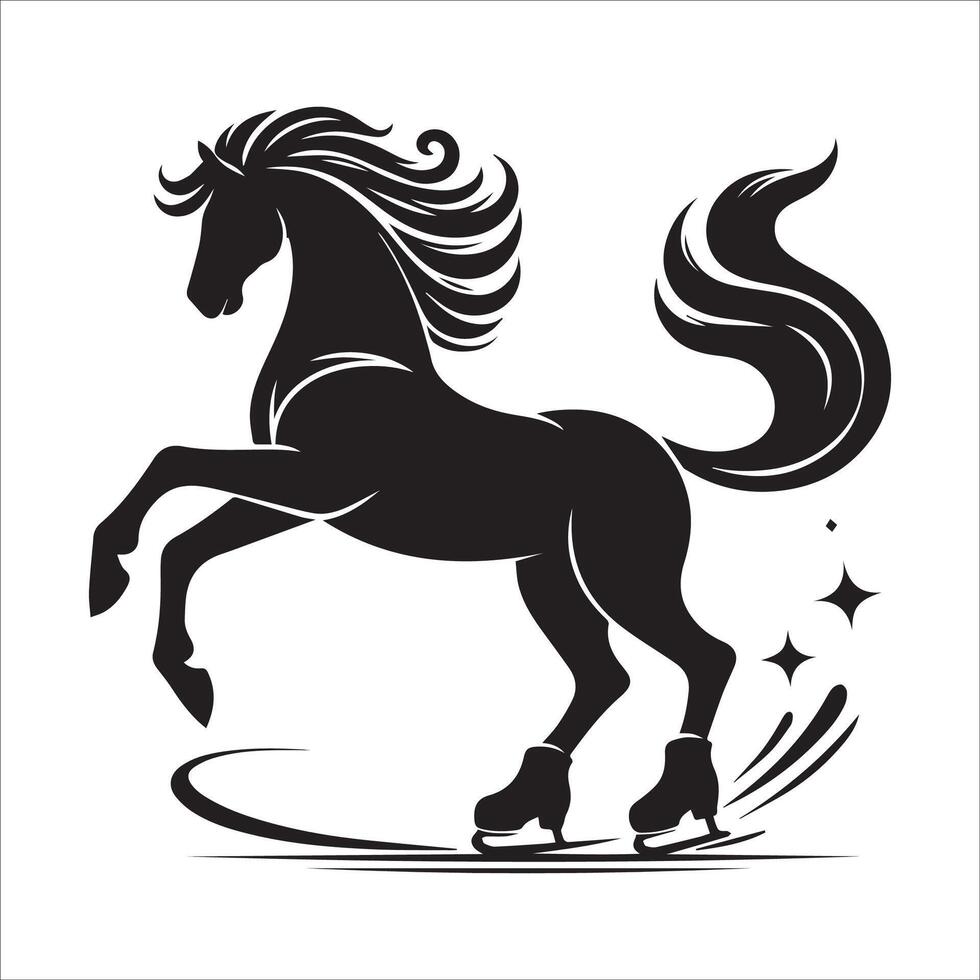 Skating Horse Silhouette Design vector