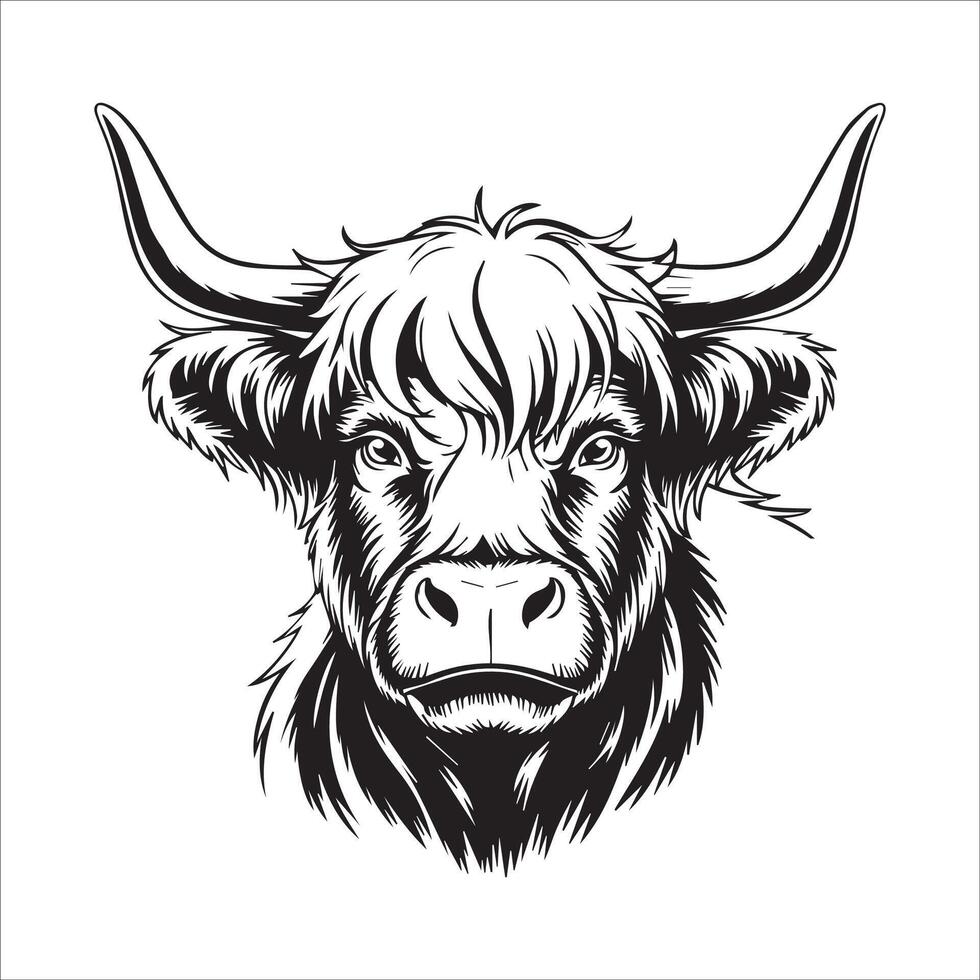 Anxious Highland Cow Silhouette Design vector