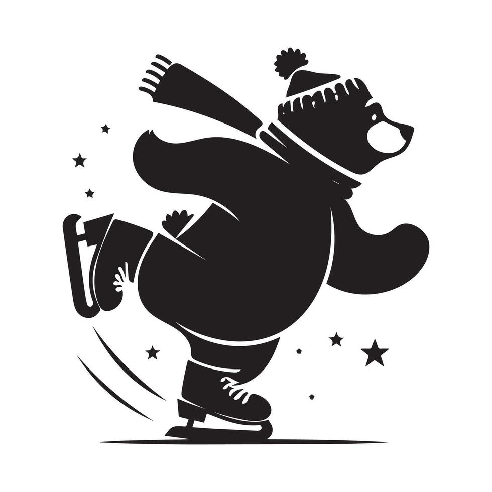 Skating Bear Silhouette Design vector
