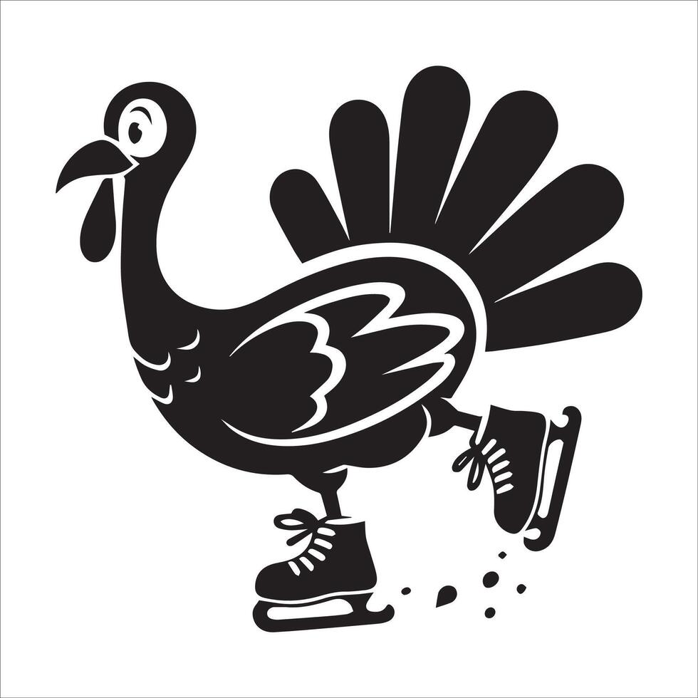 Skating Turkey Silhouette Design vector