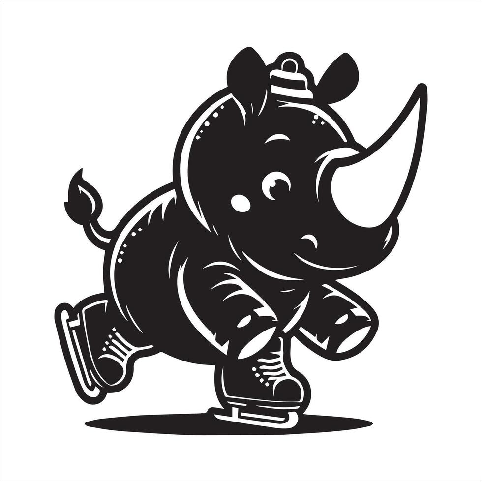 Powerful Rhino Skating Silhouette vector