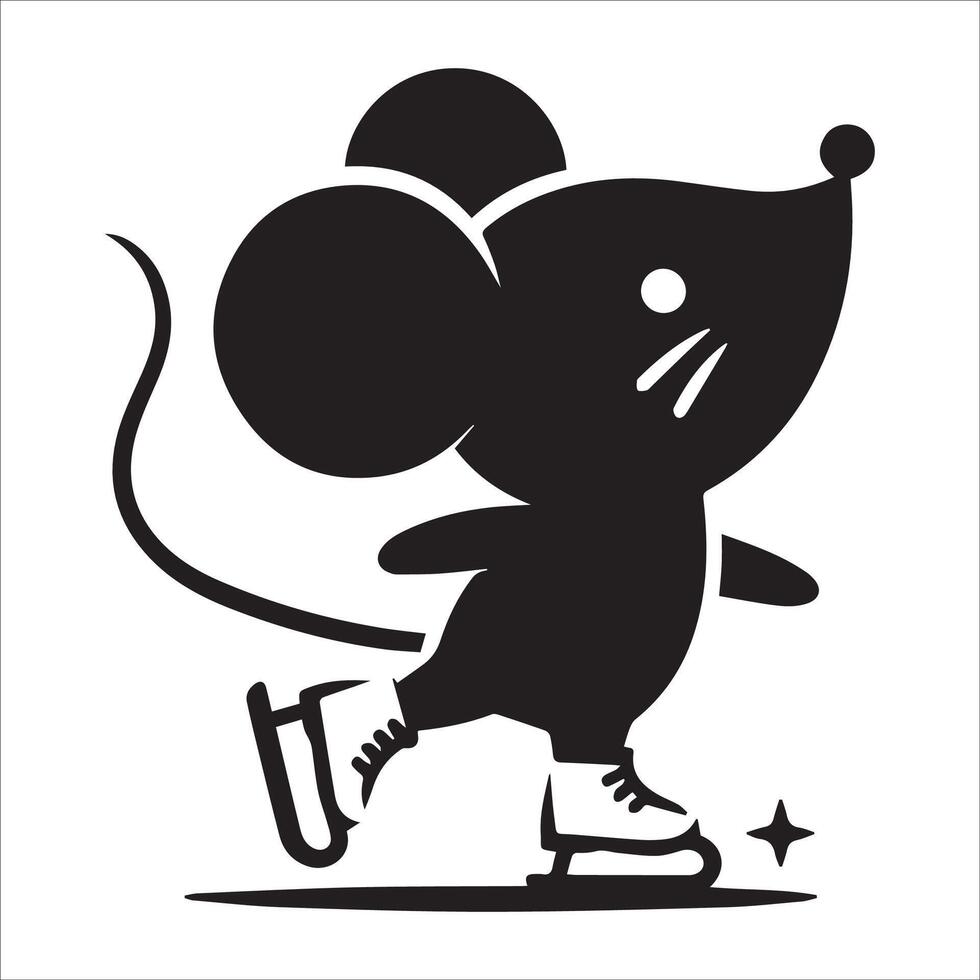 Mouse on Skates Silhouette Art vector