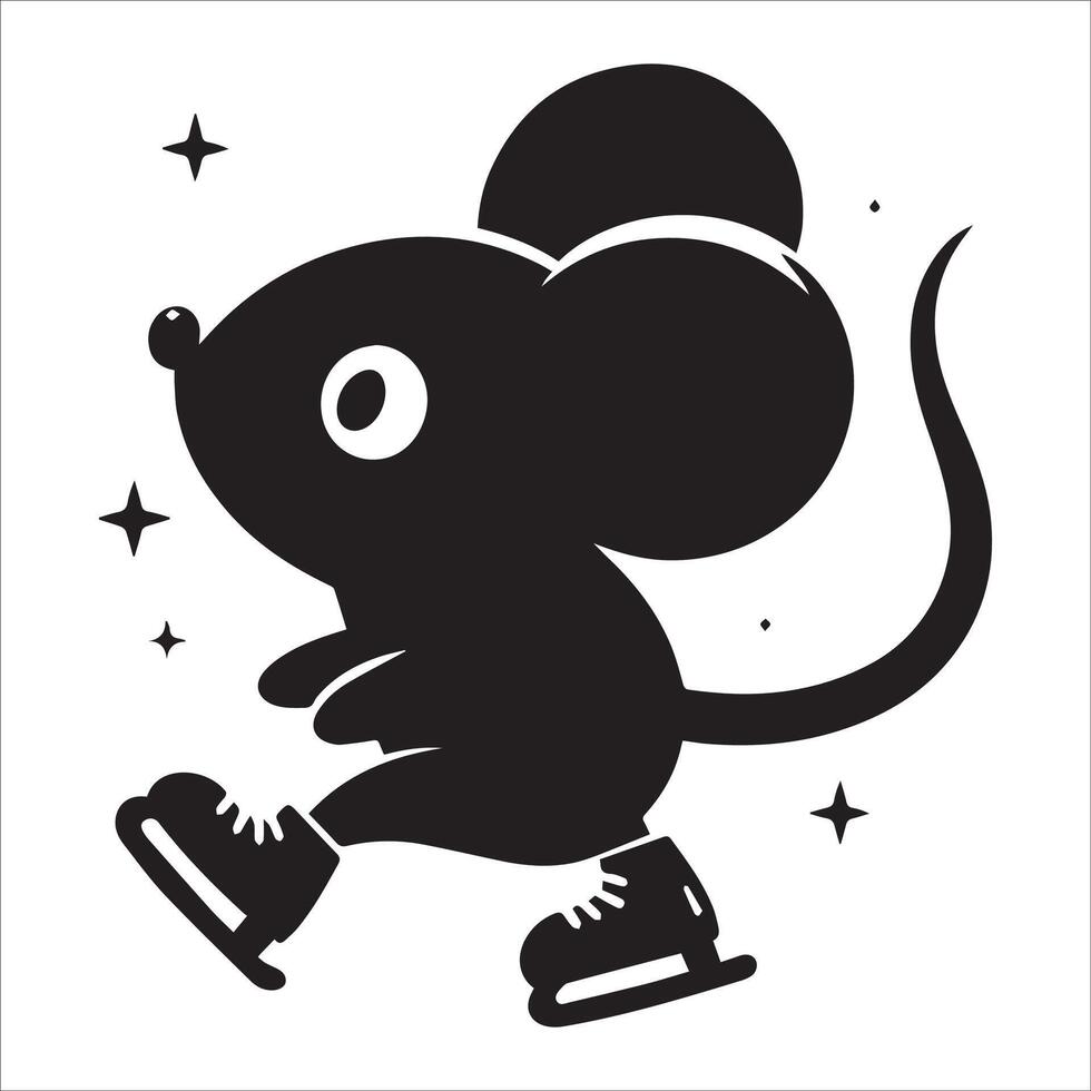 Playful Mouse Skating Silhouette vector