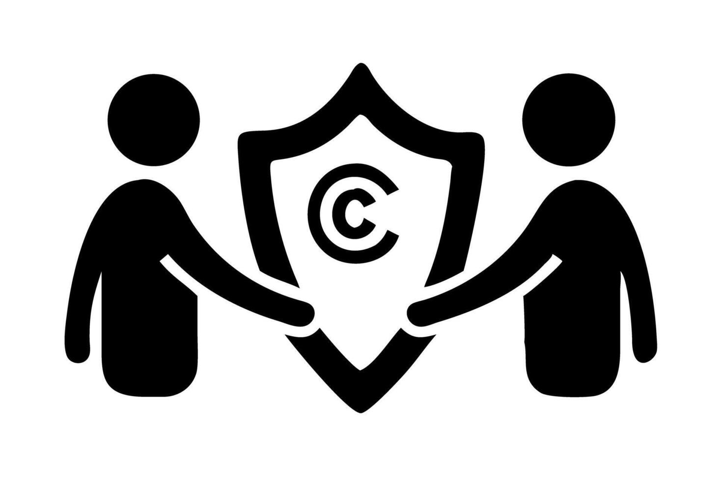 Handshake between an author and an artist in front of a copyright shield, celebrating World Book and Copyright Day vector