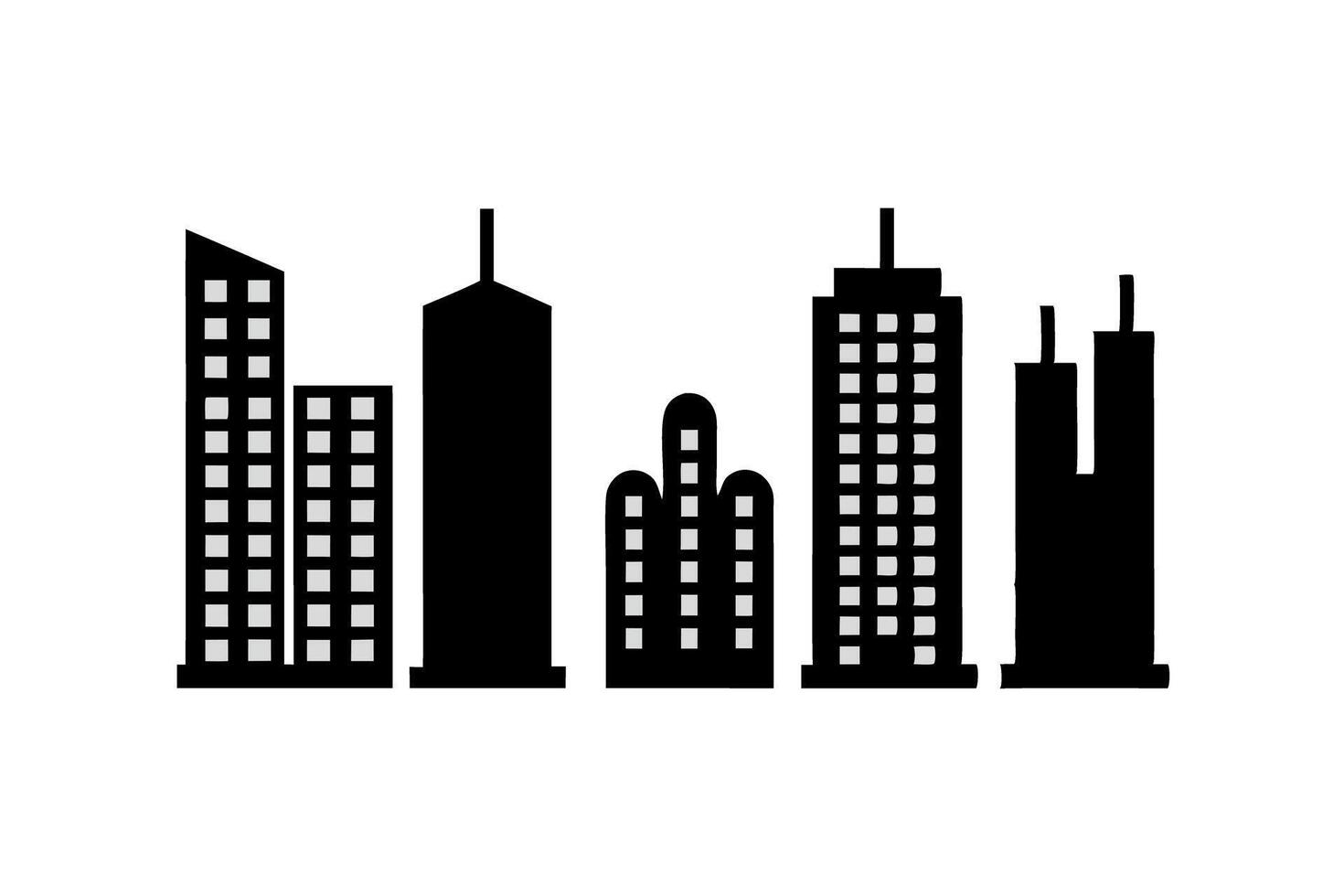Black and white city silhouette illustration with skyscrapers, a bold representation of modern cityscapes vector