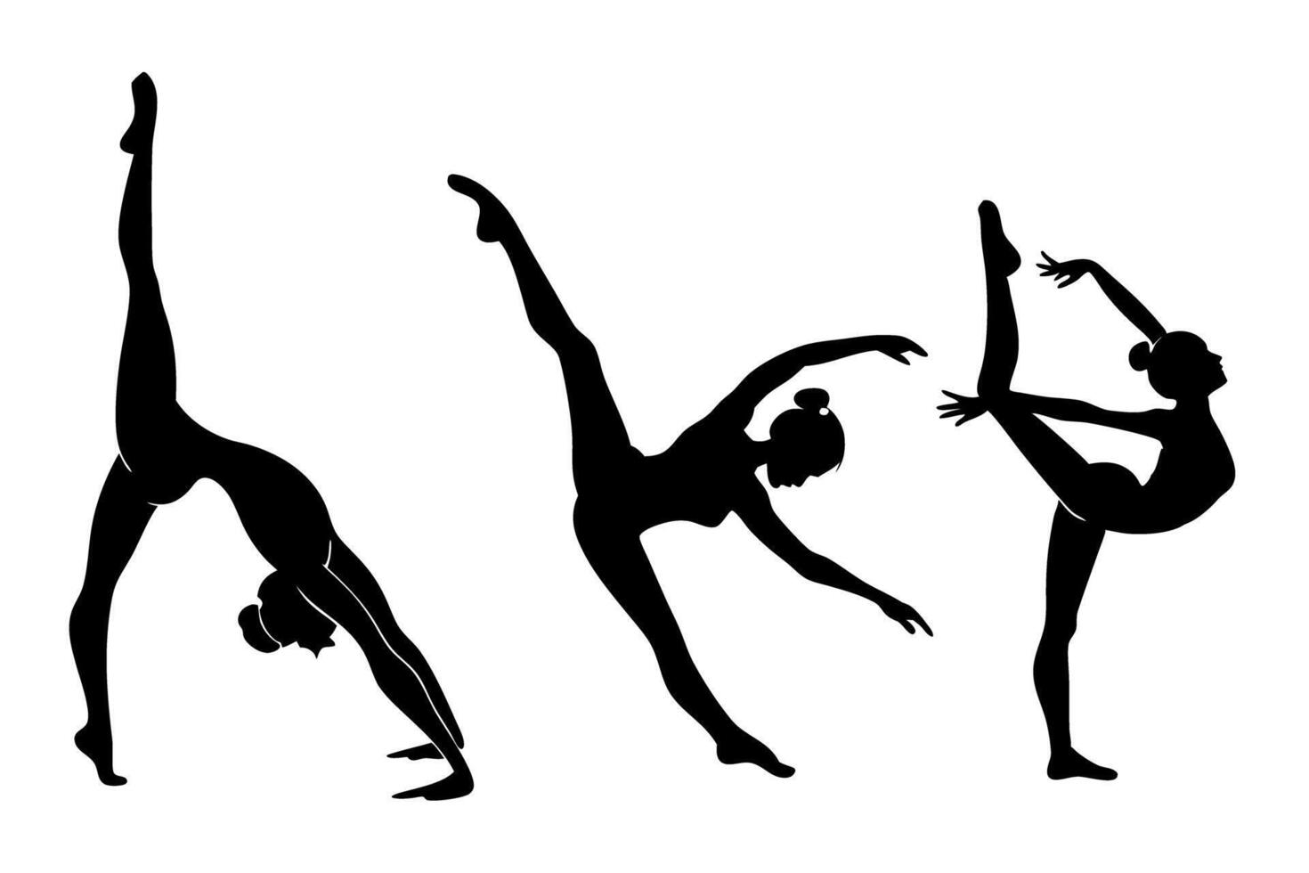 Dynamic and graceful ballet dancer silhouettes in artistic poses, ideal for dance and motion themes vector