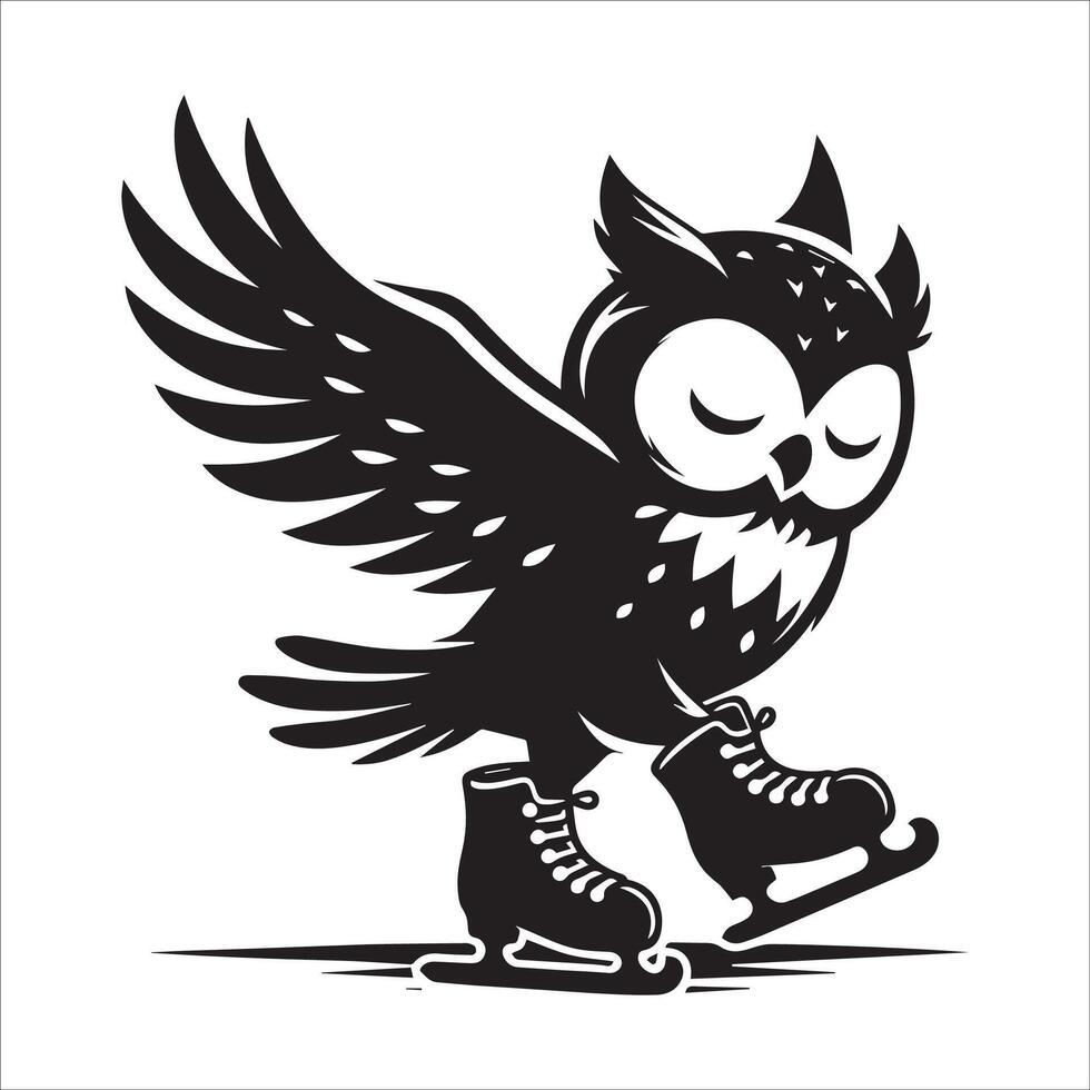 Wise Owl Skating Silhouette vector
