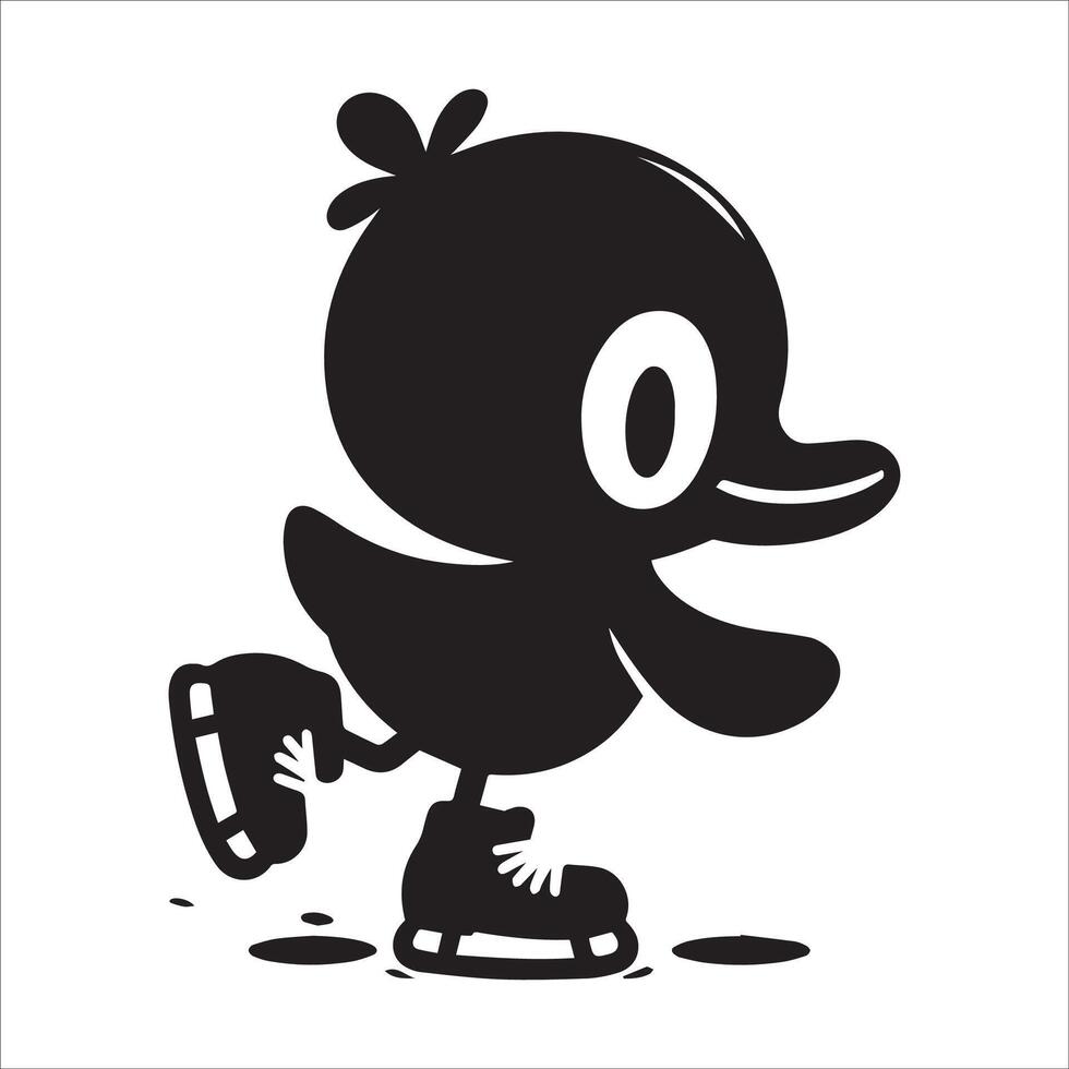 Skating Duck Silhouette Design vector