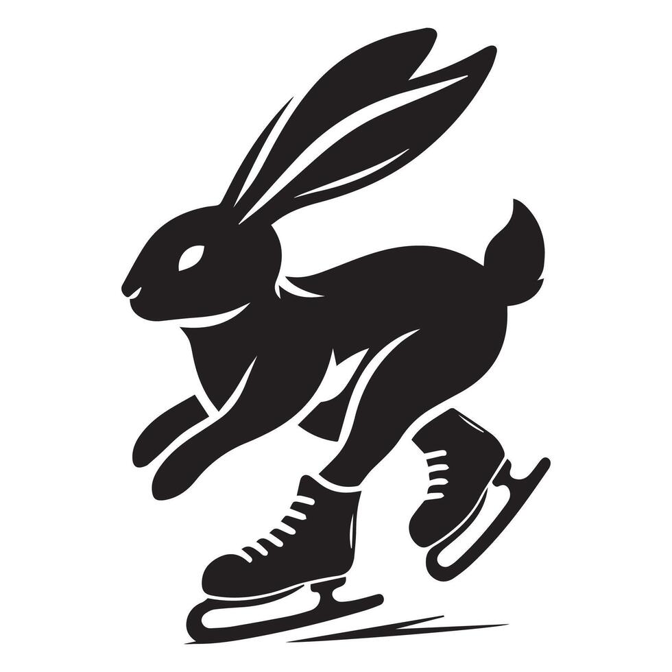 Skating Rabbit Silhouette Design vector