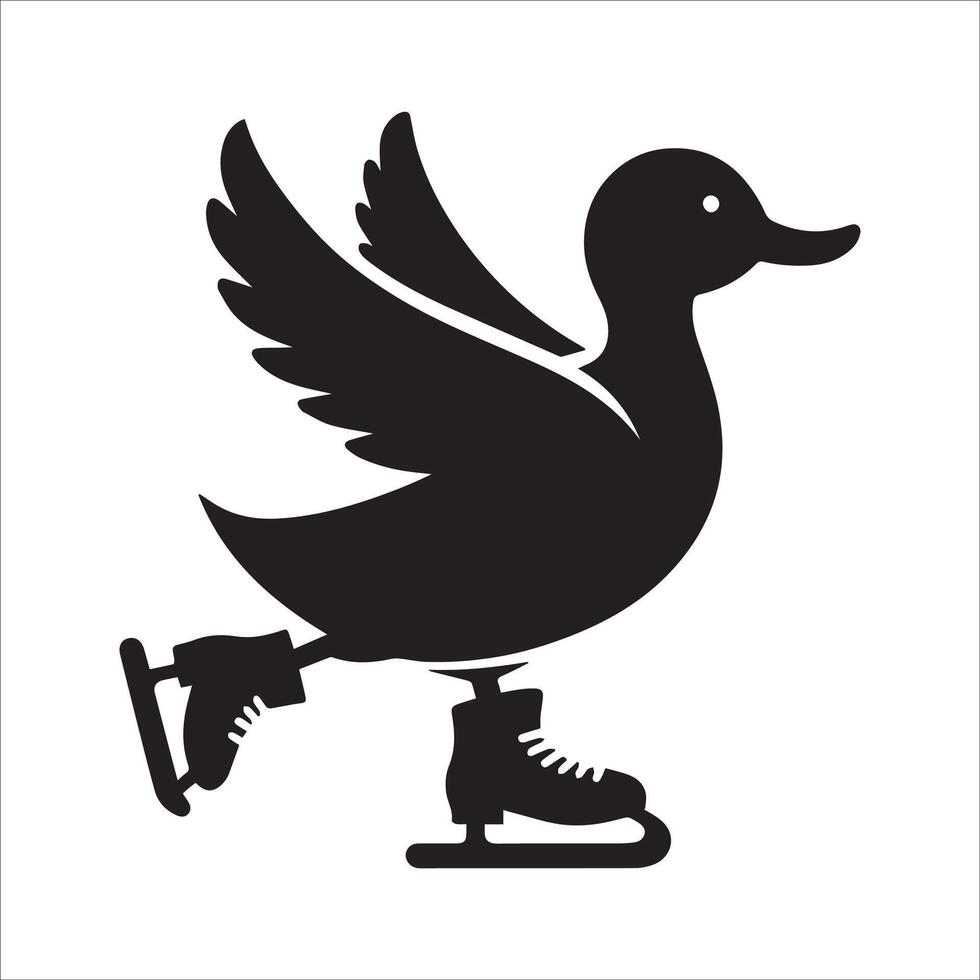 Minimalist Duck Skating Silhouette vector