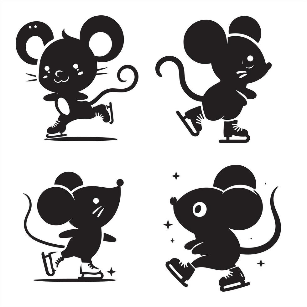Mouse Silhouette Design Set vector