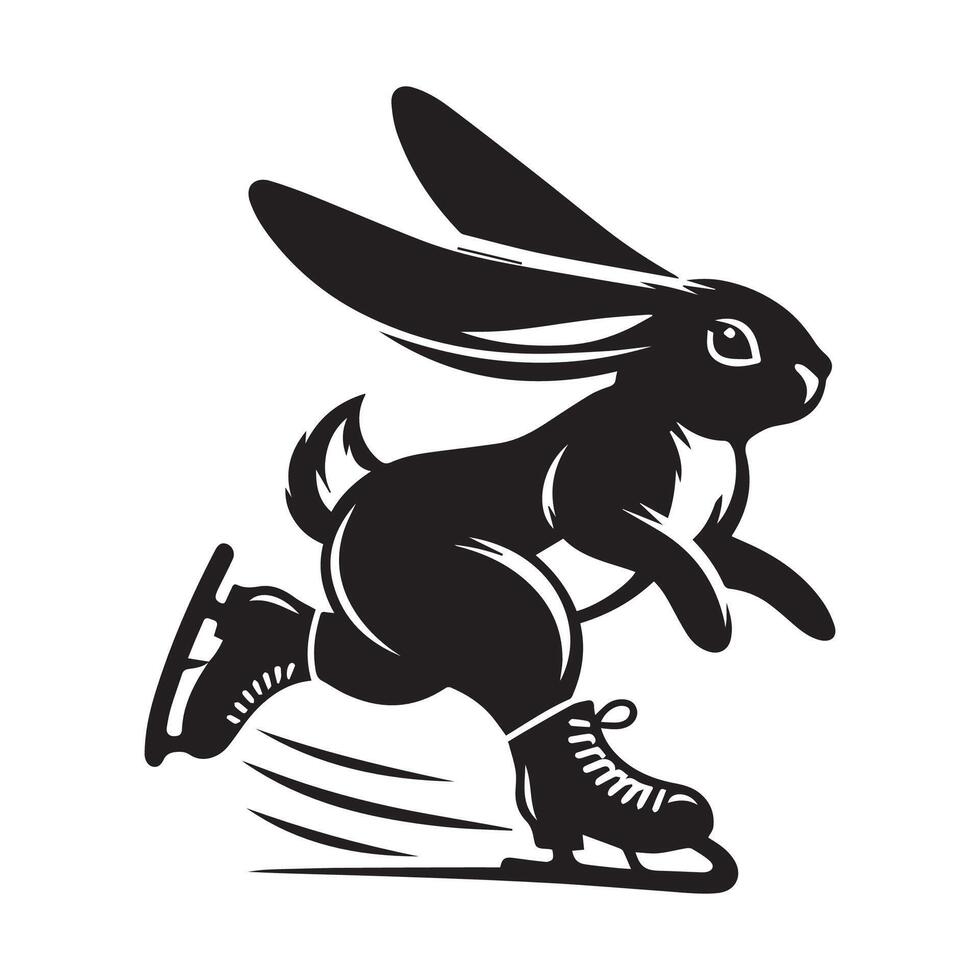 Rabbit on Skates Silhouette Art vector