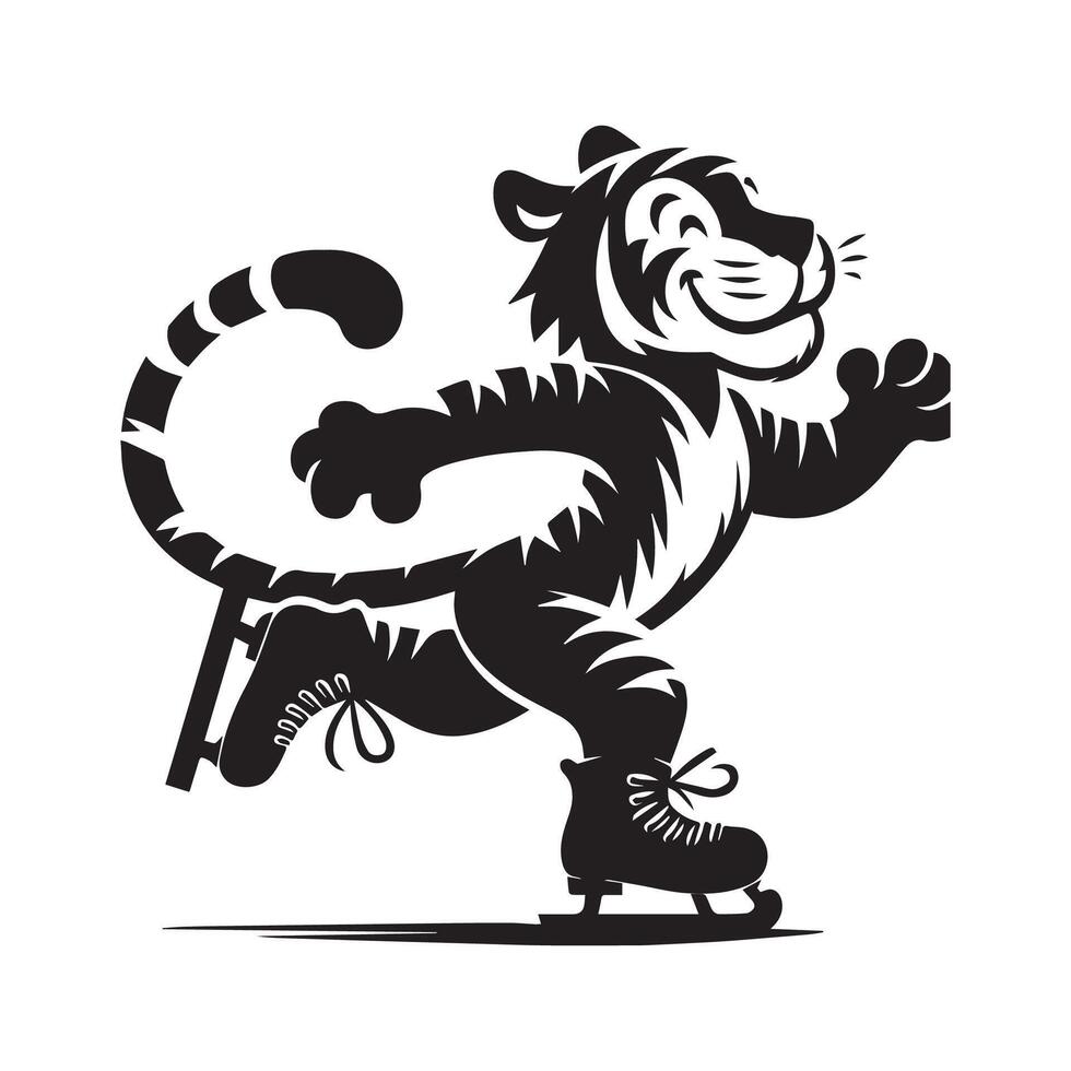 Tiger on Skates Silhouette Art vector