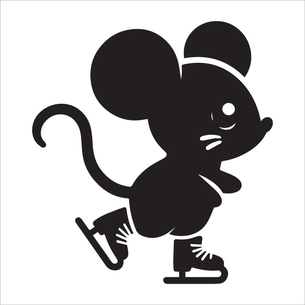 Cute Skating Mouse Illustration vector