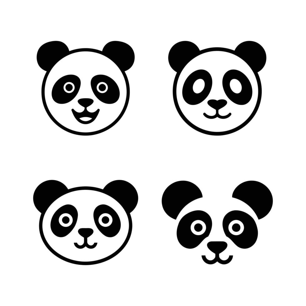 set of panda faces illustration vector