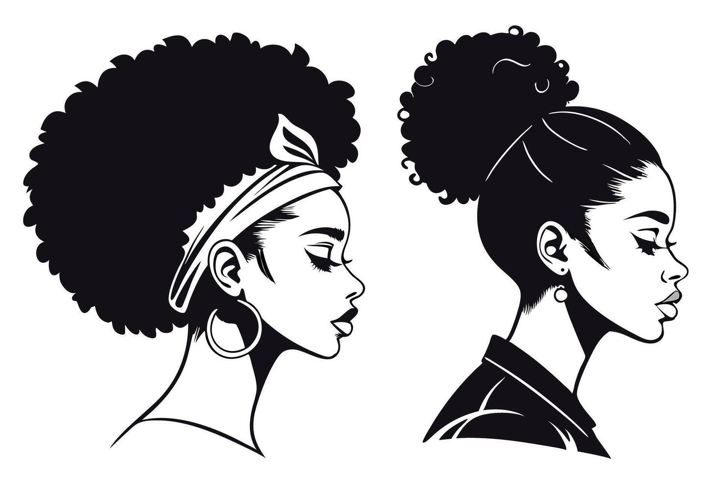 Beautiful line drawing of a woman with a stylish updo, representing elegance, simplicity, and modern beauty vector