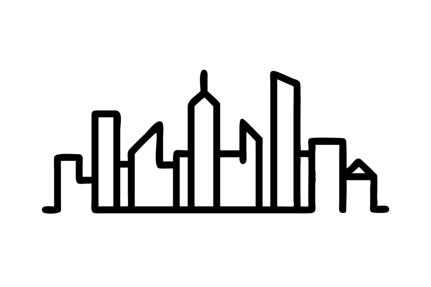 Minimalist black and white city skyline with iconic tall buildings, ideal for urban projects and architectural designs vector