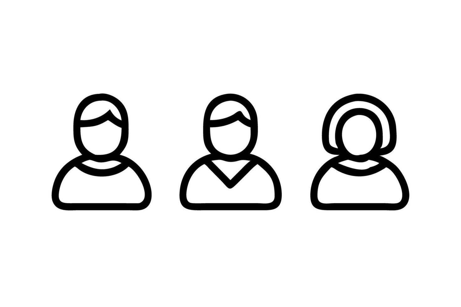 Set of outlined and filled avatar symbols of corporate people including men and women in circular frames for web and app UI UX vector