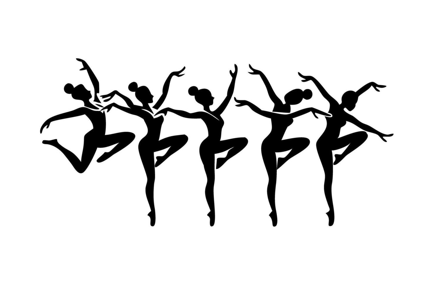 Ballet dancers in black silhouette performing elegant dance poses on a white background vector