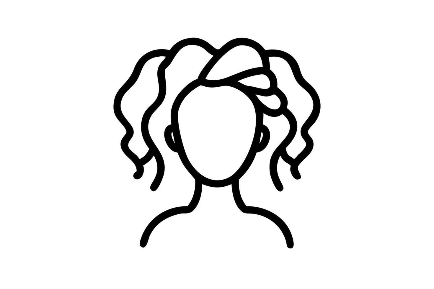 Black and white profile of a woman with curly hair, perfect for creative design and fashion concepts vector