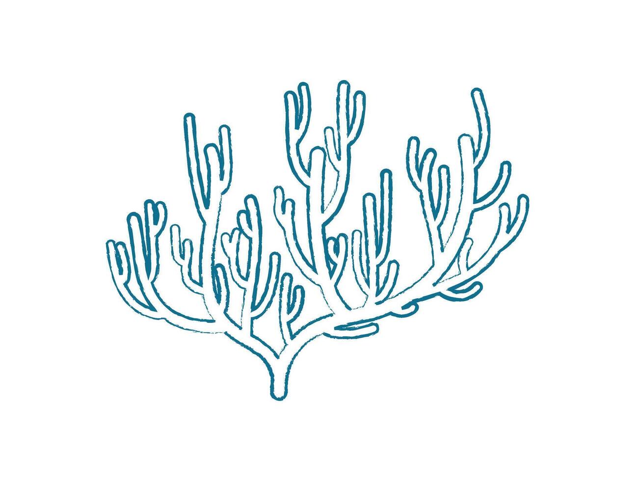 Marine flora silhouette sketch. Underwater seaweed doodle illustrates ocean life. Vibrant underwater scene, flat visual style, suitable for aquarium backgrounds or educational materials. vector