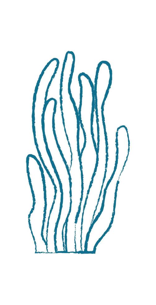 Underwater seaweed doodle. Aquatic plant sketch. Flora from the ocean, flat texture, under the water, potential for aquatic projects. vector