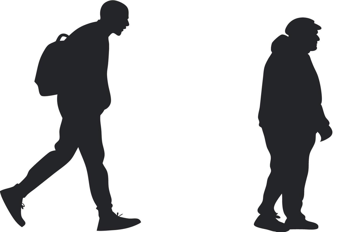 Contrast between a man and woman in profile, showing stark silhouettes for a theme of opposites, differences, or duality in relationships vector