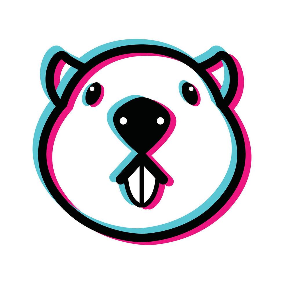 Cute beaver head icon on white background vector