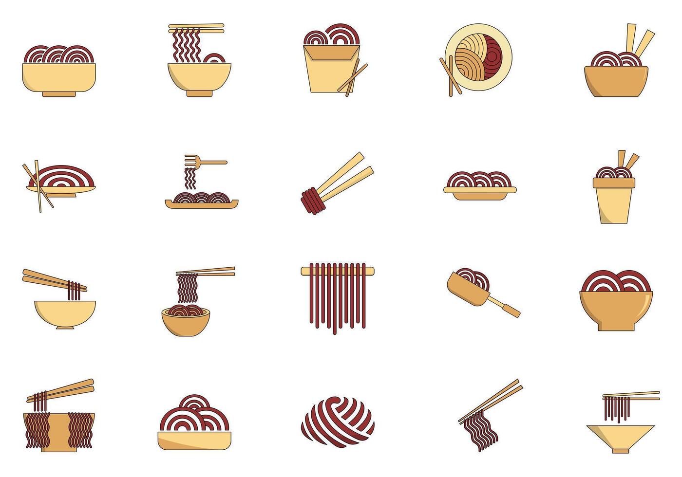 Noodle Bowl And Ramen Element Set vector